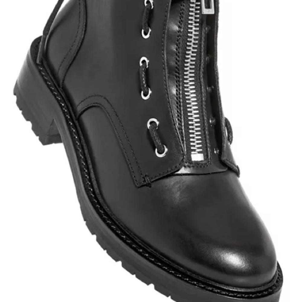 Rag & Bone Black Cannon Combat Boot Leather Front-Zip Ankle Boots for Women - Picture 5 of 12